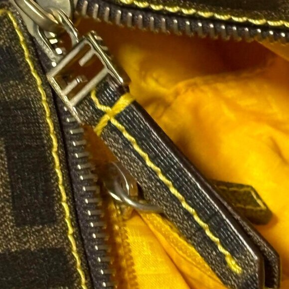 Authentic FENDI Zucca Large Spalmati Roll Tote Handle Shoulder Bag Brown PVC Tan - Picture 10 of 12